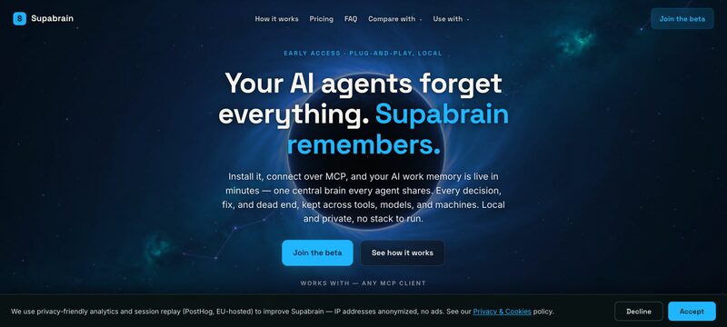 Capture d'écran du site supabrain.io